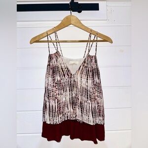 Anthropologie Size XS Olivia Layered Tie Dye Tank Red/White Double Strap Viscose